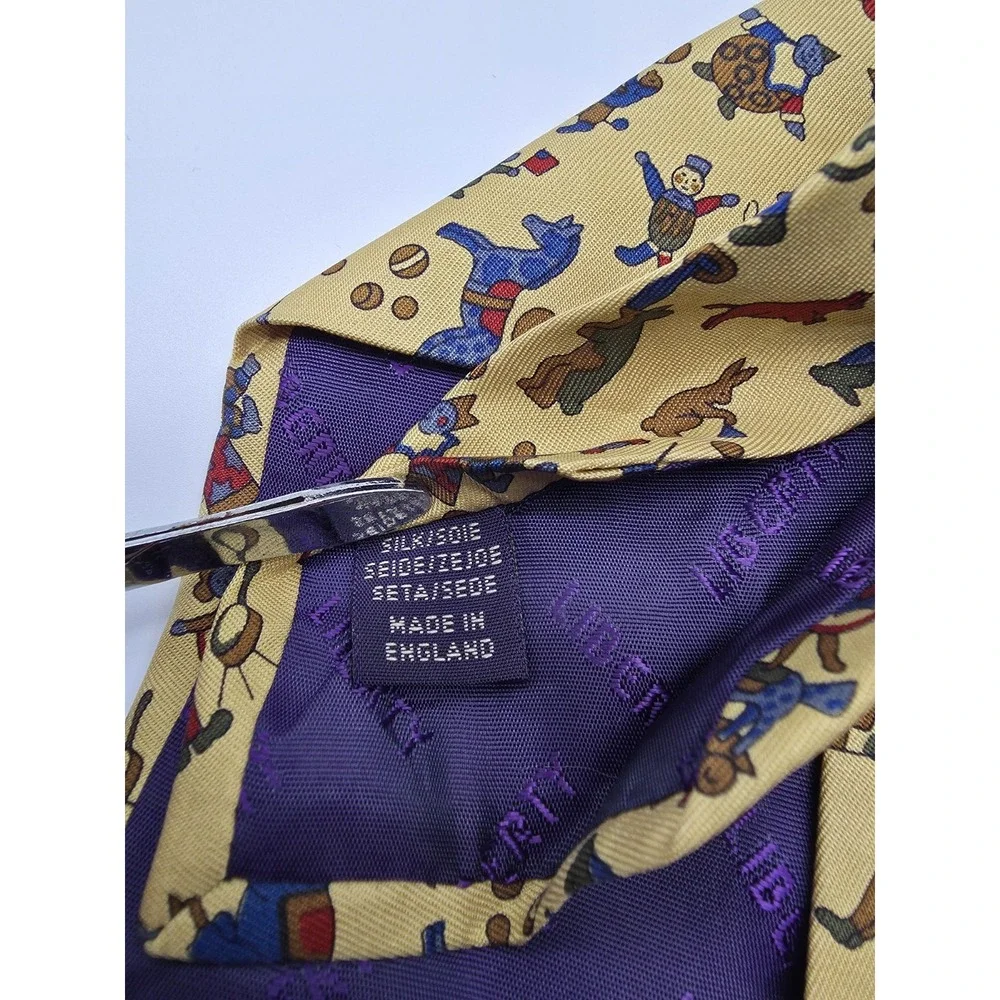 Liberty London Antique Toys Print 100% Silk Neck Tie 59